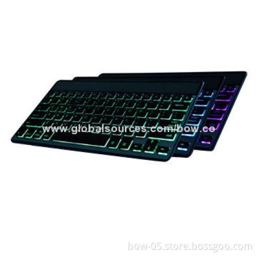 Universal Wireless Bluetooth Keyboards with 7-color Changeable Backlit, Aluminum Alloy Cover